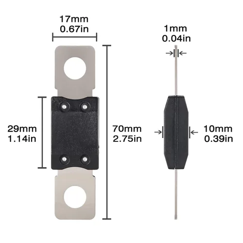 Miniatura 2 de VEXUNGA Mega Fuse 500A MEGA/AMG/ANM Fusible de tornillo de 500 amperios 500 amperios de tira de alta corriente atornillados fusibles