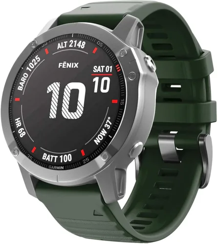 Miniatura 3 de ANCOOL Compatible con banda Fenix 6X/7X de 26mm Quickfit, correa de silicona suave de repuesto para relojes inteligentes Fenix 5X/Fenix 8 de Verde