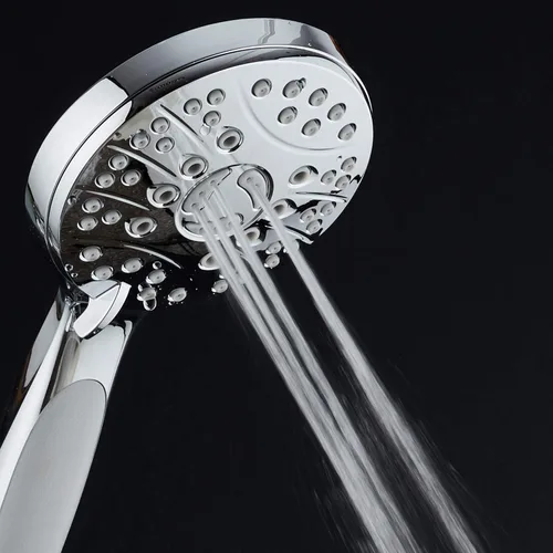 Miniatura 3 de Cabezal de ducha de mano de lujo de alta presión de 6 ajustes – Manguera de acero inoxidable extralarga de 6 pies – Chorros anti-obstrucción – Cromo