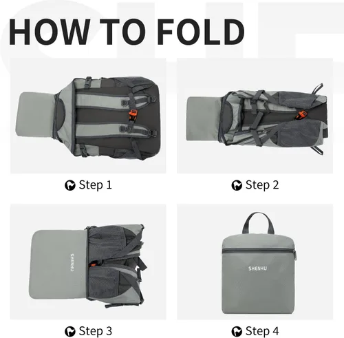Miniatura 5 de Mochila de senderismo impermeable de 40 L, mochila deportiva al aire libre, mochila de campamento para hombres y mujeres A3-gris