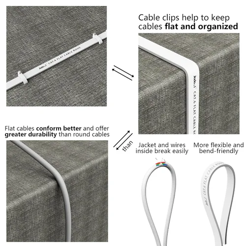 Miniatura 5 de Cable Ethernet Cat 6 de 5 pies (paquete de 6), para exteriores e interiores, compatible con red Cat7 de 10 Gbps, cable de conexión LAN plano