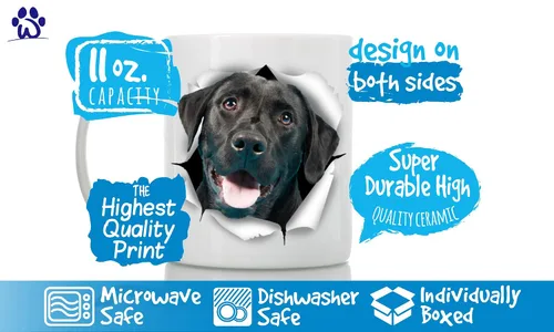 Miniatura 3 de Bonita taza de café negra con diseño de labrador para perro, divertida taza de café de cerámica, regalo perfecto para amantes de los perros, bonita