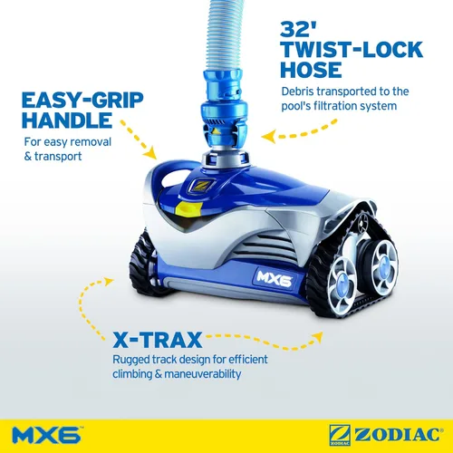 Miniatura 3 de Limpiador para piscina Zodiac MX6 por succión lateral en tierra, con succión ciclónica y X-Trax para una maniobrabilidad extrema