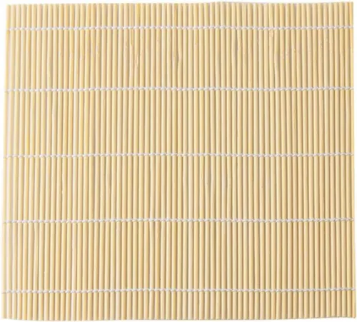 Miniatura 6 de GARASANI Paquete de 2 kits de fabricación de sushi de bambú, 2 tapetes de bambú natural, 1 cepillo de cocina, 9.4 x 9.4 pulgadas (beige)