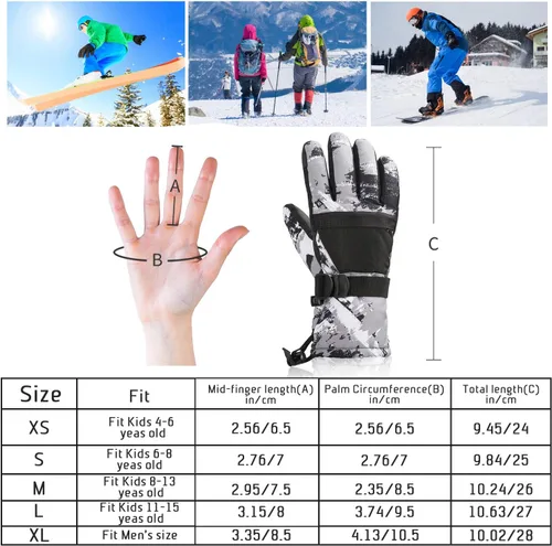 Miniatura 7 de BOSONER Guantes de esquí y snowboard, guantes cálidos impermeables de invierno, guantes de nieve para clima frío para hombres, mujeres, niños