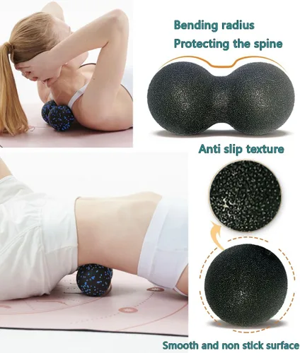 Miniatura 3 de Bola de masaje de maní duro, bola doble para terapia de punto de activación, liberación miofascial, masaje de tejido profundo y relajación