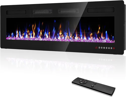 Miniatura 11 de Chimenea Eléctrica Empotrada y de Montaje en Pared Mejorada 2025 de 72", Chimeneas de Fuego Beleze Ultra Delgadas y Estrechas con Control Remoto