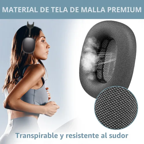 Miniatura 7 de SOPROM - Almohadillas para auriculares Airpod Max, fundas de repuesto para almohadillas de oído con tela de malla duradera, espuma más suave - Verde