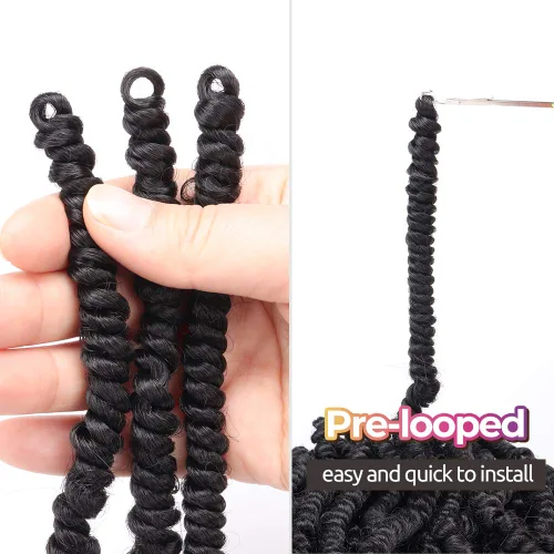 Miniatura 3 de TOYOTRESS Cabello Bob Spring Twist – 6 pulgadas, 8 paquetes de cabello pretrenzado para niños, trenzas de ganchillo con resorte, extensiones de 1b