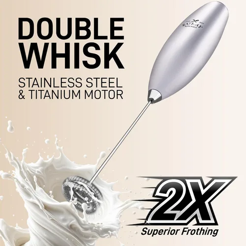 Miniatura 573 de Zulay Milk Boss Espumador de leche potente manual, hace espuma para latte, batidor para mezclar bebidas, café, miniespumador para capuchino, frappé