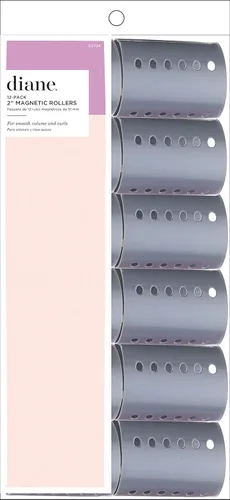 Diane Rodillos magnéticos para el cabello de 2 pulgadas, sujeción segura para rizos y volumen, ideales para peinar con alfileres, púas o clips, Gris