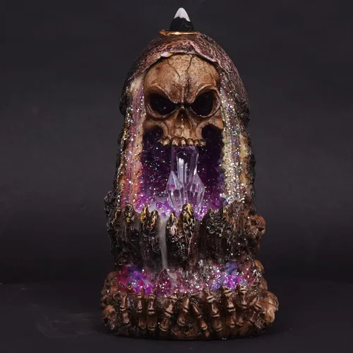 Miniatura 4 de Fantasy Gifts Quemador de incienso Geode Skull Back Flow w/LED - 6.5