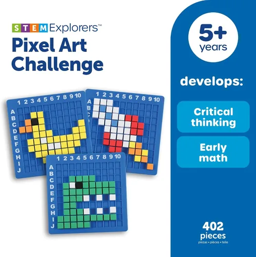 Miniatura 6 de Learning Resources STEM Explorers Desafío de Arte Pixel - Rompecabezas Matemáticos, Bloques de Patrones, Juego Sensorial, Artes y Manualidades