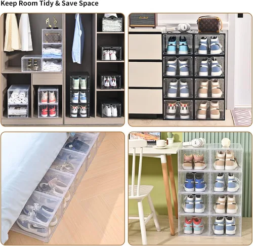 Miniatura 2 de Caja de almacenamiento para zapatos KEFA XL, paquete de 6 cajas de zapatos de plástico transparente apilables, organizador de cajas de zapatos