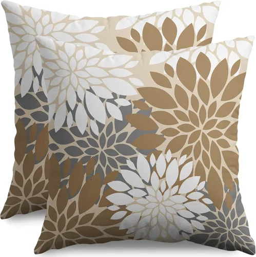 Miniatura 85 de Fundas de Almohada Azul Aguamarina 16X16 Pulgadas Juego de 2, Flores de Dalia Primavera Verano Floral Crema Fundas de Almohada Decorativas
