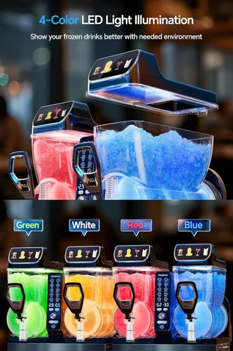Miniatura 2 de MÁQUINA DE GRANIZADAS Grado Comercial – 50 L, Elaborador de Bebidas Congeladas, +84 Porciones, Congelación Rápida de 30 Minutos, Tapa con Luz LED