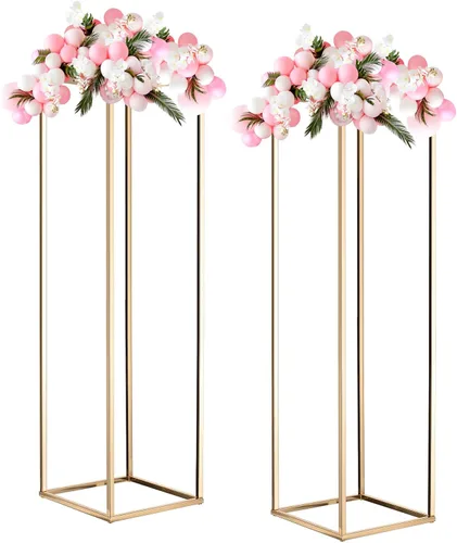 Miniatura 8 de MECCANIXITY Columna de jarrón de flores de boda, soporte de metal para flores de 15.7 pulgadas de alto, para decoración de bodas, fiestas, cenas