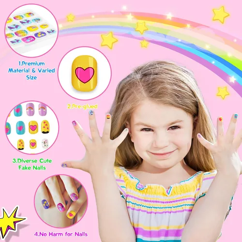 Miniatura 7 de Juego de esmaltes de uñas para niñas, kit de arte de uñas para niños de 7 a 12 años, salón de uñas todo en uno con secador de uñas y uñas postizas a