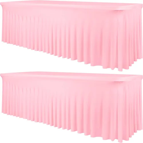 Miniatura 37 de fani Paquete de 2 faldas de mesa elásticas negras para mesa rectangular de 6 pies, manteles elásticos de elastano lavables con falda, mantel