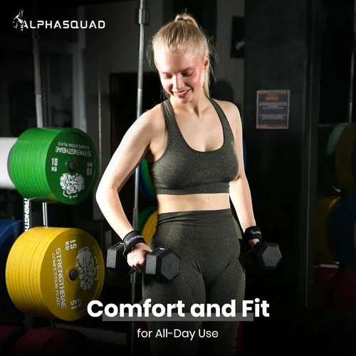 Miniatura 5 de ALPHASQUAD Correas de levantamiento para levantamiento de pesas – Correas de muñeca resistentes para levantamiento de pesas con envolturas