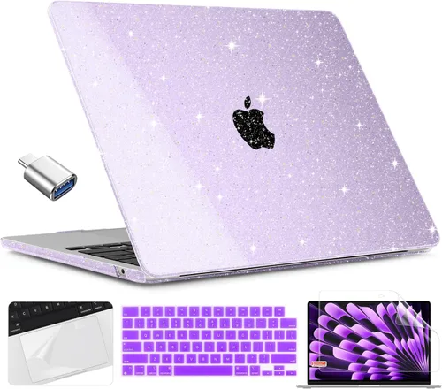 Miniatura 16 de TWOLSKOO Compatible con funda para MacBook Air M4 de 15 pulgadas versión 2025-2023 M4 A3241 M3 A3114 M2 A2941, carcasa rígida de plástico y Cristal