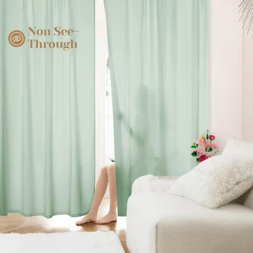 Miniatura 18 de HOMEIDEAS Cortinas Transparentes de Privacidad Blancas No Transparentes, 52 X 45 Pulgadas de Largo 2 Paneles Cortinas Transparentes Filtradoras