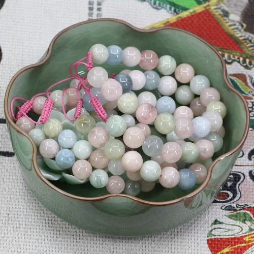 Miniatura 4 de Pulsera de piedras preciosas naturales de 0.394 in con cuentas redondas ajustables trenzadas de macramé con borlas de chakras y reiki