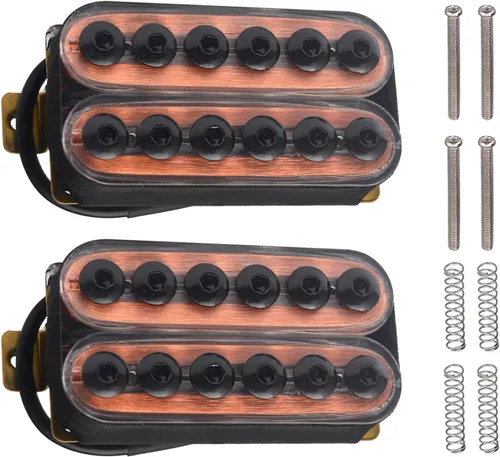 Miniatura 12 de SAPHUE Pastillas de guitarra eléctrica ajustables de bobina doble de metal Humbucker Punk para cuello/puente (Negro)