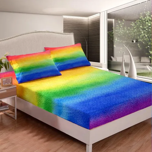 Miniatura 10 de Sábanas de cama con estampado de patas de perro para niños, sábana bajera ajustable de huesos coloridos para los amantes de los perros