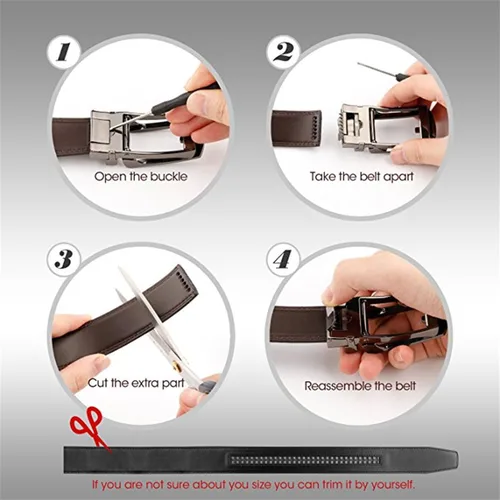 Miniatura 5 de Cinturón de cuero genuino cómodo para hombre con hebilla de un clic, apto para 27-46