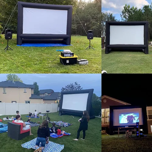 Miniatura 7 de Pantalla de cine inflable de 20 pies para cine al aire libre, pantalla de proyección con bolsa de transporte soplador para proyección frontal