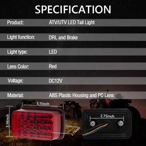 Miniatura 6 de Luz trasera de freno para cuatrimoto, luces de freno LED compatibles con Yamaha Grizzly Big Bear Bruin Kodiak Wolverine Rhino Viking 5KM-8472C-10-00