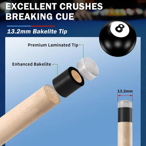 Miniatura 3 de IIQ 2 en 1 Jump Break Stick 23 ~ 25oz 28oz Heavy Hitter Jump Break Pool Cue Stick 3 piezas de madera de arce canadiense Azul 23~25oz