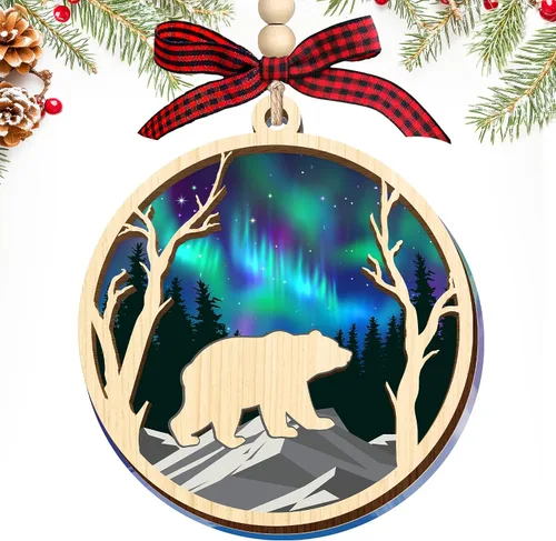HEXMOZ Adornos de Oso para Árbol de Navidad - Regalos de Osos para Mujeres, Hombres, Amantes de los Osos - Adorno de Navidad de Osos, Ideas de