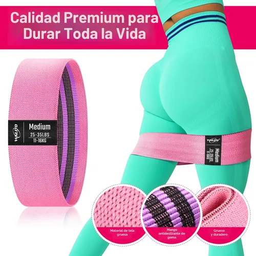 Miniatura 2 de WALITO Bandas de Resistencia para Entrenamiento, Bandas de Ejercicio de Tela para Piernas y Glúteos, Bandas de Entrenamiento para Mujeres y Hombres