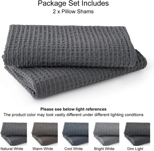 Miniatura 6 de PHF - Funda de almohada lumbar 100% de algodón, tejido de punto gofre, 12 x 20 pulgadas, sin relleno, paquete de 2 fundas de cojín rectangulares