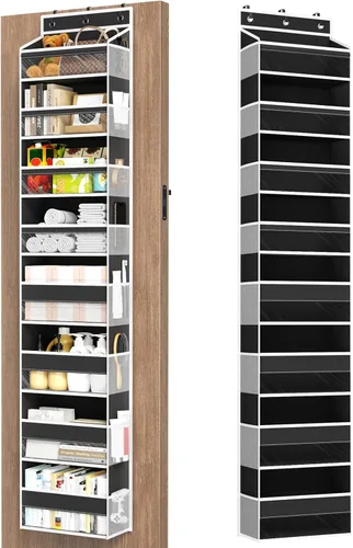 Miniatura 17 de Mefirt Organizador Sobre la Puerta, 8 Estantes Organizadores Colgantes para Puerta con 8 Bolsillos de Gran Capacidad, Organizador de Almacenamiento