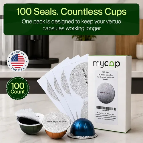 Miniatura 4 de My-Cap Sellos de aluminio para cápsulas Nespresso Vertuo - Tapas de aluminio reutilizables para prolongar la vida útil de las cápsulas Nespresso