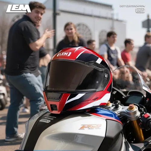 Miniatura 9 de LEM Cascos modulares de motocicleta de fibra de vidrio, casco de motocicleta de cara completa abatible para excursiones, certificado por DOT, visera