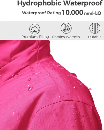 Miniatura 4 de Wantdo Chaquetas de snowboard para niña, impermeables, de forro polar, para invierno, resistente al viento