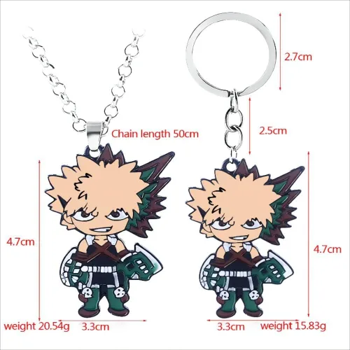 Miniatura 2 de MHA Bakugo Charm Keychain Necklace Set - Anime Characters Deku Todoroki Pendant Necklace - Christmas Cosplay Gifts for Kids Girls Teens Women Men