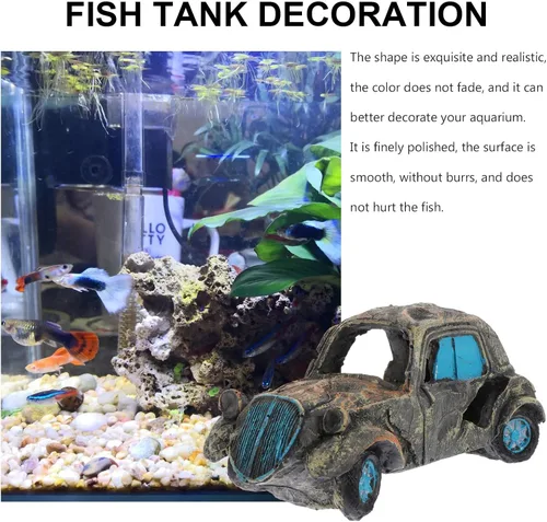 Miniatura 3 de Mipcase Paisajismo Escondite Acuario Paisaje Tanque Peces Camarones Decoración Ornamento Gris Cabaña Cuevas Decoración Escondite Adornos Automóvil