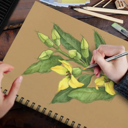Miniatura 7 de 70 hojas de cuaderno de bocetos bronceado de alta calidad, 9 x 12 pulgadas, bloc de papel de dibujo encuadernado en espiral para bolígrafos de gel