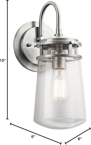 Miniatura 2 de Kichler Lyndon - Lámpara de pared de 15 pulgadas con vidrio transparente sembrado de aluminio cepillado, tamaño pequeño