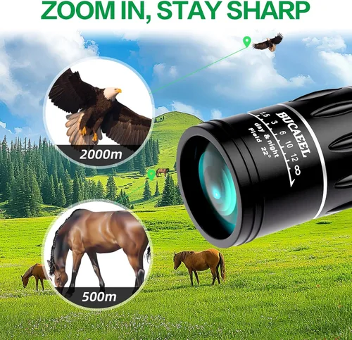 Miniatura 6 de Monoculares para adultos de alta potencia, alcance monocular BAK4 prisma con ocular grande, mosquetón telescópico portátil, monoscopio de mano