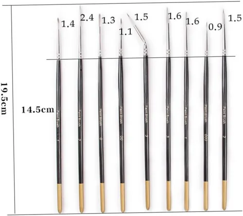 Miniatura 2 de NUOBESTY Juego de 9 pinceles de acuarela para pintura de detalles para arte en miniatura, bolígrafos de dibujo de acuarela profesionales