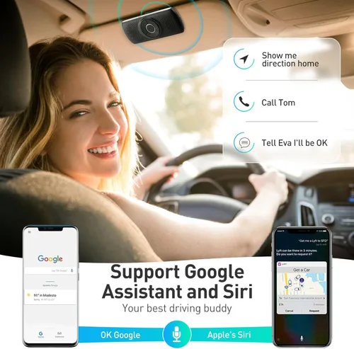 Miniatura 2 de AGPTEK Altavoz de coche con Bluetooth 5.3, kit de teléfono manos libres para llamadas, GPS y música con ranura para tarjeta TF, conexión Negro