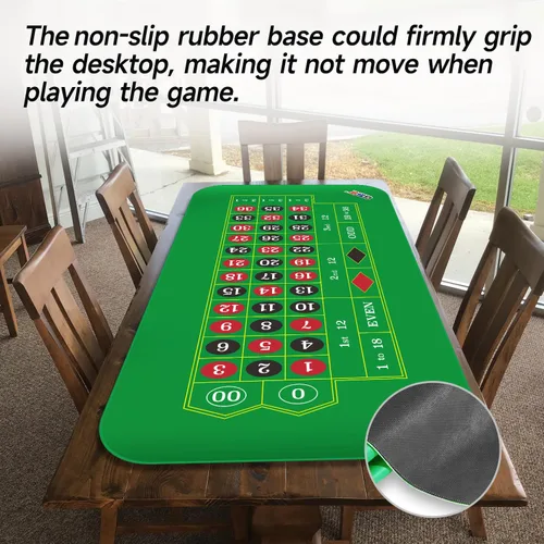Miniatura 4 de GSE Games & Sports Expert Alfombrilla de diseño de ruleta de casino con bolsa de transporte, tapete de goma antideslizante para fiestas de Estera