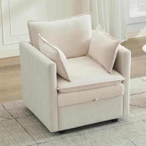 Miniatura 61 de Otomana cuadrada grande de 27 pulgadas con almacenamiento, reposapiés tapizado moderno con patas antideslizantes para sofá, mesa de café, sala
