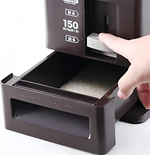 Miniatura 3 de i Kito Dispensador de arroz de 26 libras con recipiente medidor, almacenamiento de cocina grande para encimera para alimentos secos, avena, granos